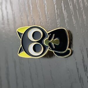 Black Cat With Goldfish Enamel Pin